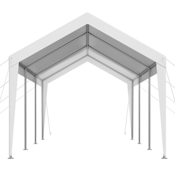 KFFKFF Vehicle Shelter, 10 x 20 FT Exterior Vehicle Cover, Movable Shelter, Robust Galvanized Vehicle Protection, Resistant to UV & Water, Year-Round Guard, Storage Unit for Car, Boat, Motorcycle