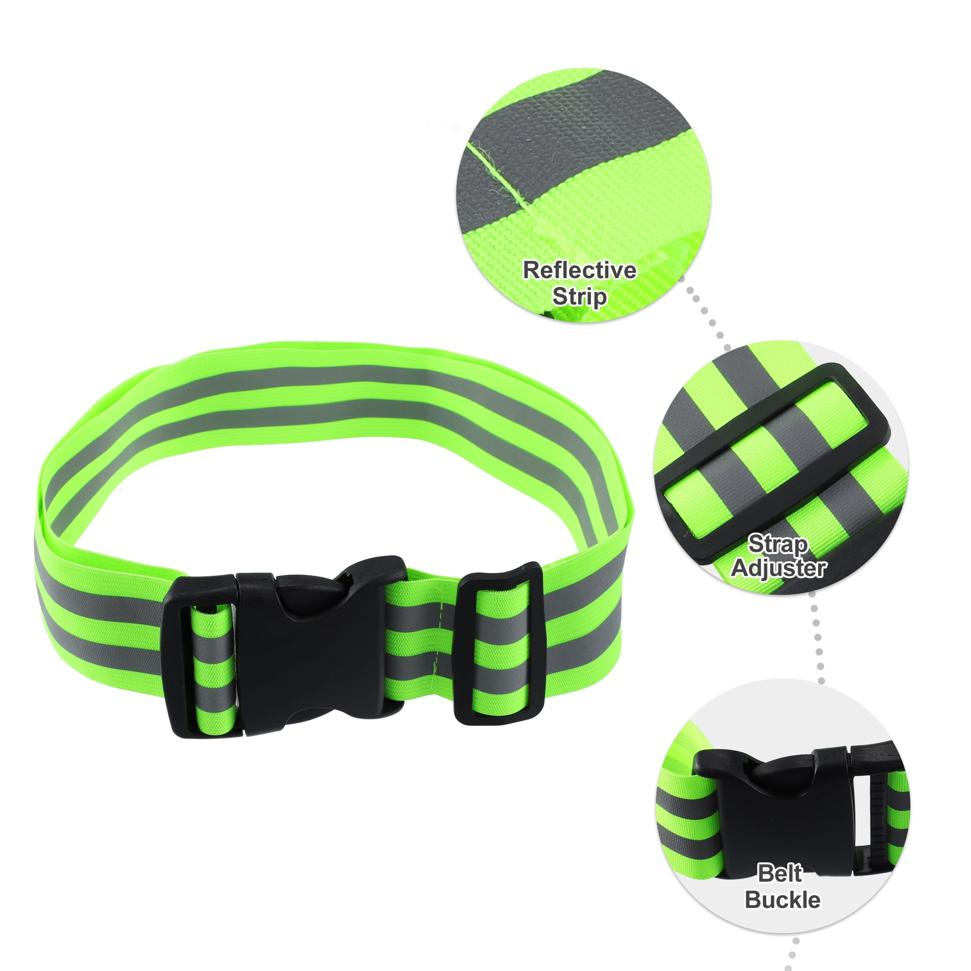 Unique Bargains Reflective Belt High Visibility Cycling at Night Green 3pcs