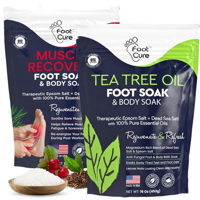 Aceite de árbol de té y músculo para pies con sales de Epsom, paquete de 2 unidades, EE. UU.
