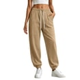 thumbnail image 7 of Mifsaly Joggers Pants for Women High Waisted Jogger Sweatpants Drawstring Elastic Waist Casual Daily Bottoms with Pockets Khaki,XL, 7 of 7