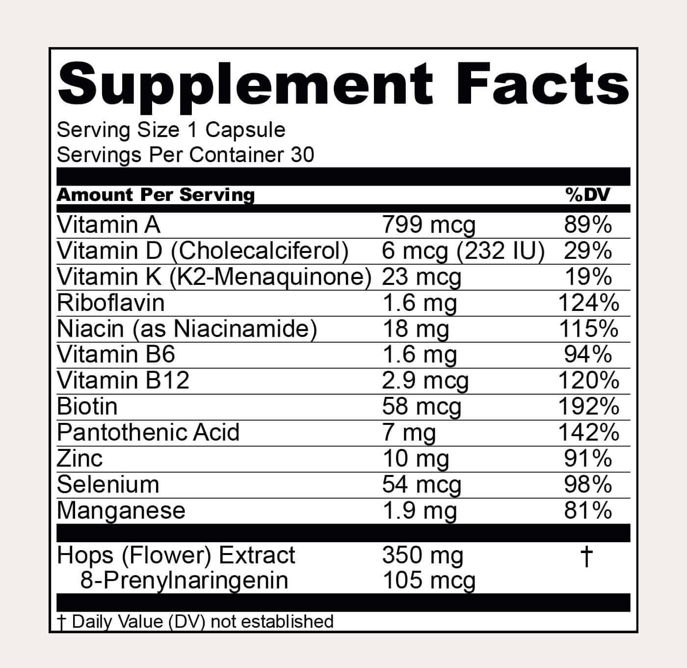 ClimaFort Menopause Support | Helps with Hot Flashes, Night Sweats, Mood Swings | Hormone-Free Menopause Relief Pills for Women | Hops, Vitamins & Minerals | 30 capsules | 1 Capsule Daily