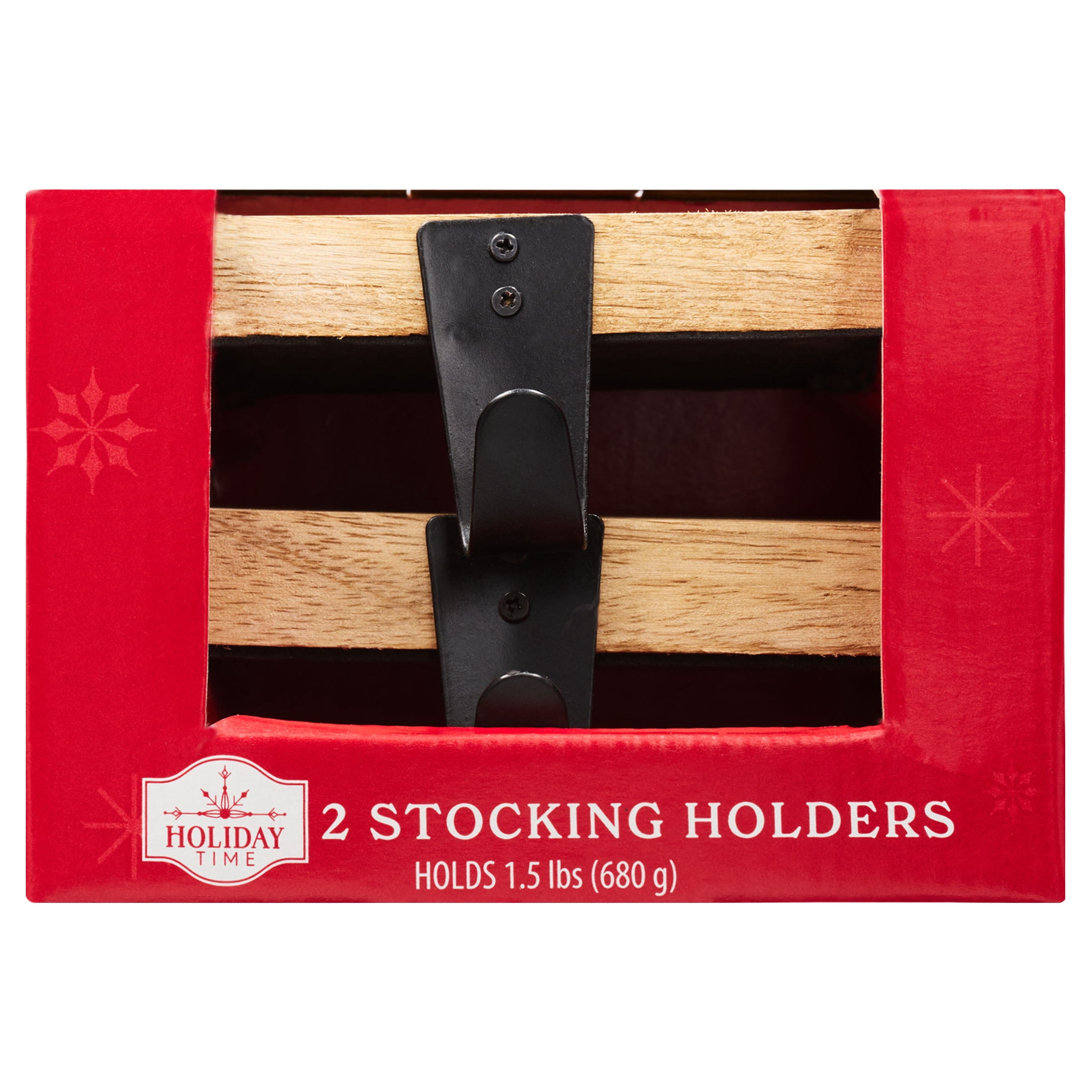 Wood Christmas Stocking Holders, Brown, 2 Count, by Holiday Time
