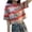 Pink, variant on MaFYtyTPR Women's T-Shirts Casual Stripe Short Sleeve Summer Fashionable Loose Pullover Tops for Women Pink L