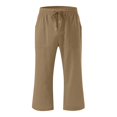 thumbnail image 4 of FAOWME Kids Comfortable High Waisted Wide Leg Pants Drawstring Elastic Trousers Comfy Straight Leg Long Pants With Pockets Khaki 6-7 Years, 4 of 5
