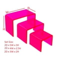thumbnail image 2 of T'z Tagz New 2 Inch Deep 3 Piece Neon Red/Pink Acrylic Riser Display Stand Set 2, 2 of 7