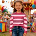 thumbnail image 2 of oqasdz Sweatshirts for Girls Kids Children Striped Long Sleeve Crewneck Sweatshirt for Boys Fashion Pullover Top Loose Fit Casual Dailywear, 2 of 5