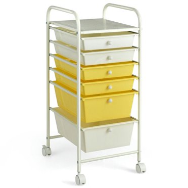 YYAo Filing Cabinet, File Cabinet, 6 Drawers Rolling Storage Cart Organizer-Yellow