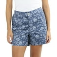 thumbnail image 3 of Jachs Girlfriend Women's Floral Print Cotton Blend Side Pockets Chino Shorts-Blue / XXL, 3 of 5