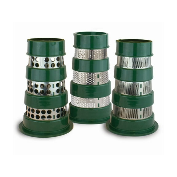 LEM Products Big Bite 3 Juicer Screen Set - 1 Berry, 1 Salsa, 1 High Yield, Green/Stainless