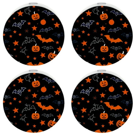 

Night Light Night Lights Plug into Wall Dusk to Dawn Sensor White Led Night Light 4 Pack Nightlight for Bedroom Bathroom Hallway Kitchen Cartoon Lovely Halloween Candy Bat