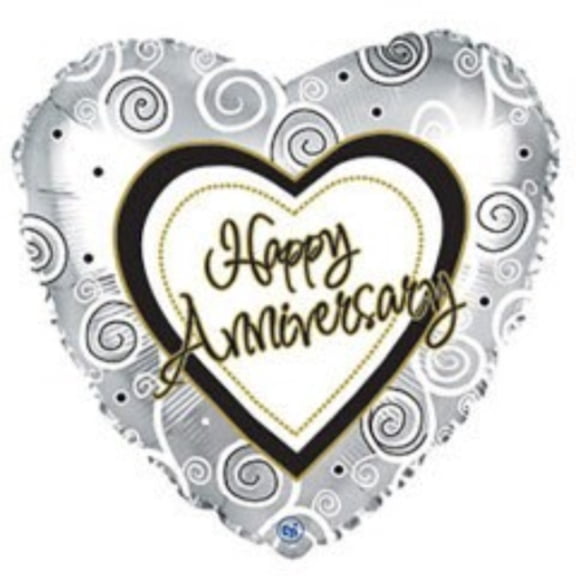 Silver Anniversary Heart Mylar Balloon, each