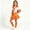 Orange, variant on Girls 4 Piece Cheerleader Outfit 3-13 Years, Dopamine Color Short Sleeve Top Tutu Skirt Shawl & Socks Set, Back to School Performance Photoshoot Costume Blue