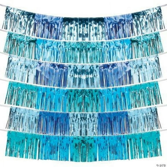Shades of Blue Fringe Garland Backdrop, Party, Party Decor, 6 Pieces