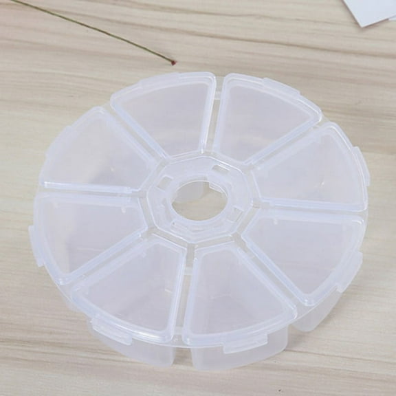linyes Storage Box 8 Compartments Plastic Clear Round Craft Gem Beads Display Storage Case Box Organizer Container Divider Jewelry Box Sewing Box for Candies Snacks Storage Containers 1pcs