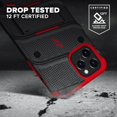 thumbnail image 2 of . Funda ZIZO Bolt para iPhone 12 y 12 PRO Negro Rojo con clip y mica de pantalla, 2 of 8