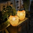 thumbnail image 3 of 2X Linterna de Ratán de Imitación Solar para Exteriores, Decoración para Patio, Balcón, Jardín, Luces de Velas, Atmósfera, Candelabro de Bambú, 3 of 5
