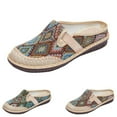 thumbnail image 6 of Xfvqtps Womens Slip on Boho Closed Toe Mules Fashion Embroidered Linen Half Slippers Flat Bottom Retro Comfortable Breathable Flax Slippers Green, 6 of 8
