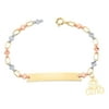 10K Gold Te Amo Charm Bracelet, Tri-Color Oval Engravable ID, 5.5"-6" Adjustable, Kids Jewelry