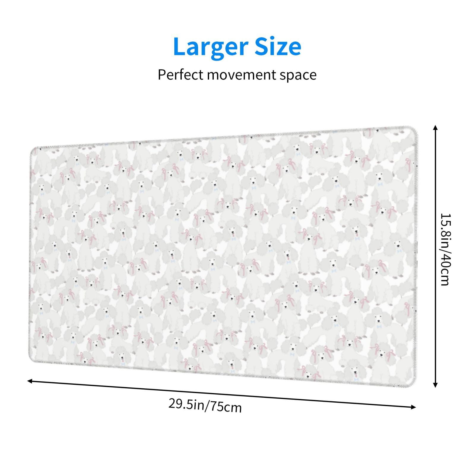 Kdxio Cute Poodle Dog Print Large Gaming Mouse Pad,Non-Slip Base,Water Resist Keyboard Pad for Gamer,Office & Home,29.5 x 15.8 in