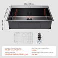 thumbnail image 6 of 25" Kitchen Sink Top Mount Single Bowl Drop-In Basin Stainless Steel Black, 6 of 10