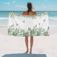 thumbnail image 2 of Watercolor Hummingbird Leaf Beach Towels Blanket Soft&Absorbent Quick Dry Microfiber Green White Pool Towels for Swimming ,Yoga, Sports, Gym, Camping,Large 35X70in,, 2 of 8