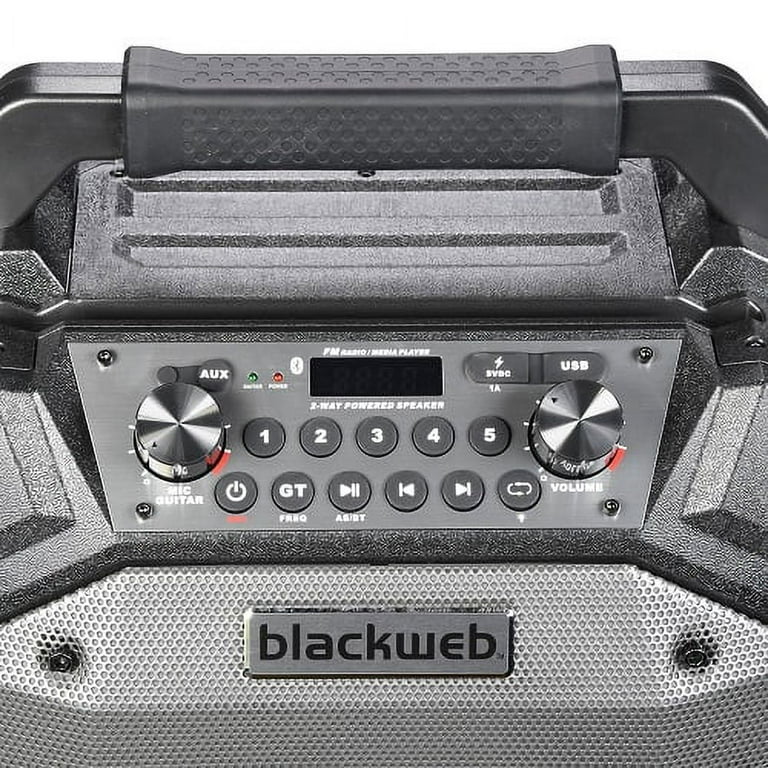 Restored Blackweb BWA17AA006 Bluetooth Party Speaker with Microphone Black Refurbished