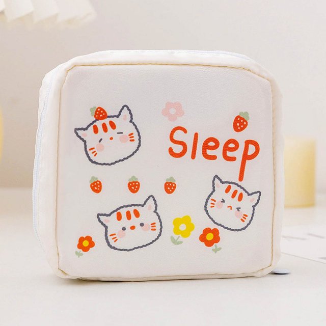 Toalla de tía de dibujos animados lindas niñas gran capacidad conveniente mes pequeño bolso bolsa de almacenamiento de toallas sanitarias