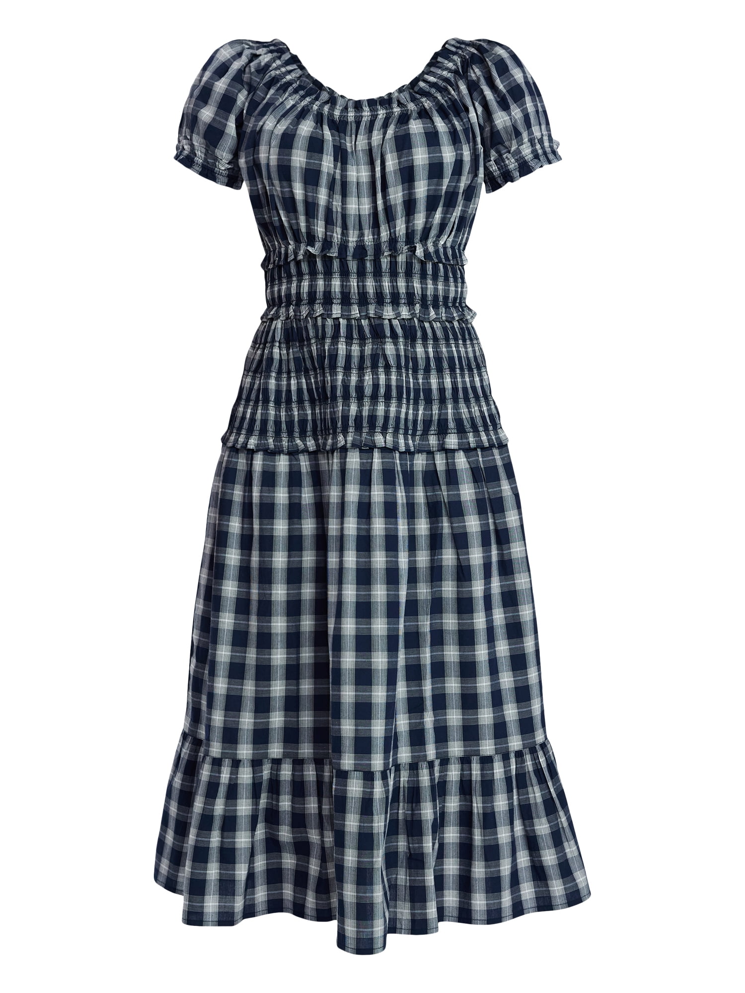 Time and Tru Women's Smocked Peasant Dress, Sizes XS-XXXL