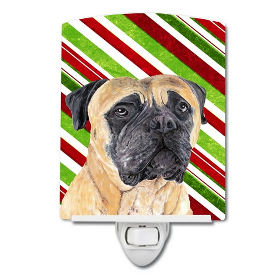 Caroline's Treasures SC9345CNL Mastiff Candy Cane Holiday Christmas Ceramic Night Light, 6x4x3", multicolor
