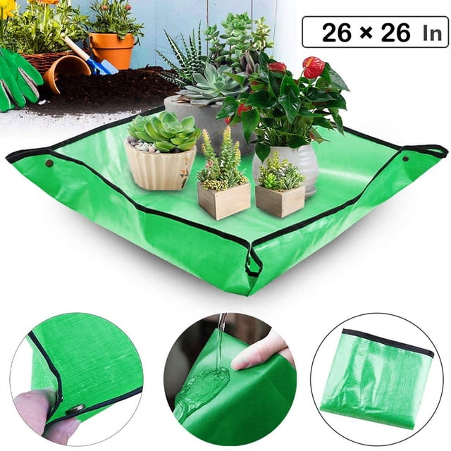 weibbin Foldable Garden Repotting Mat 26x26in, Waterproof Transplanting Cloth for Plants