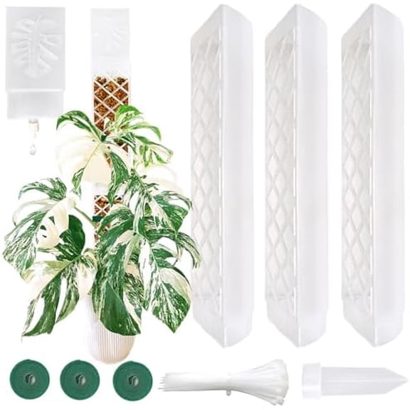 3 Pcs Self-Watering Moss Poles, D Shape Moss Pole Kit for Climbing Plants Indoor, Semi Transparent Monstera Plant Support, 39 Inches in Total Length