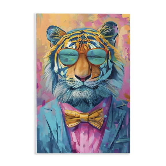 Stupell Industries Smiling Snazzy Tiger Animals Painting Unframed Art Print Wall Art, 10 x 15