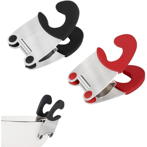2 pieces (red and black) pot holder, saucepan holder, stainless steel