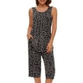 thumbnail image 2 of AKOEE Cotton Pajamas Loungewear Women 2 Piece Solid/Floral Print Sleeveless Pleated Tank Top with Knee Length Short Pants Sets (Medium, Black 01), 2 of 7