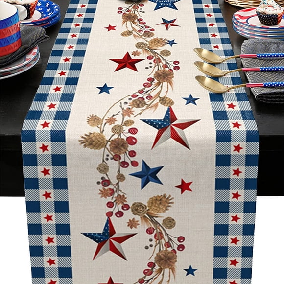WHEANG Decorative Table Banner American Independence Daily Table flag Printed Living Room Table Coffee Table Festival Decoration Cloth Northern European Tablecloth