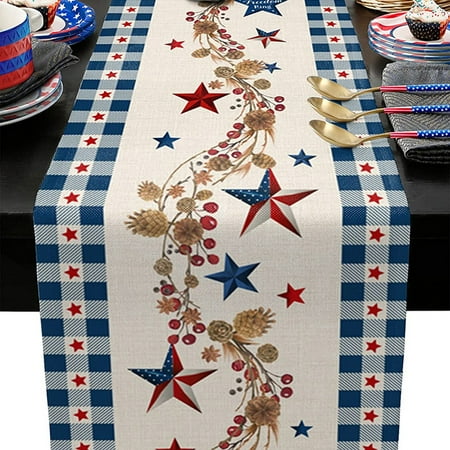 

Hxroolrp 4Th Of July Decor Table Runner American Independence Daily Table flag Printed Living Room Table Coffee Table Festival Decoration Cloth Northern European Tablecloth