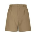 thumbnail image 4 of RYRJJ Bermuda Shorts for Women Dressy Casual Summer High Waist Pleated Wide Leg Work Trouser Shorts with Pockets and Belt(Khaki,XL), 4 of 6