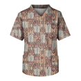 thumbnail image 1 of LINMOUA Plus Size Halloween Printed Scrub Working Uniform Tops For Men's Cross V-Neck Short Sleeve Fun T-Shirts Workwear Tee With Pockets, 1 of 3