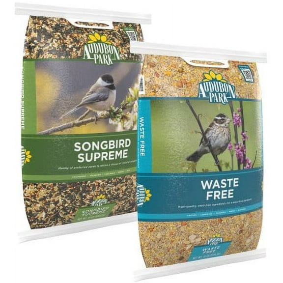 Audubon Park Wild Bird Food, Waste Free & Songbird Supreme, 30 lb Bag