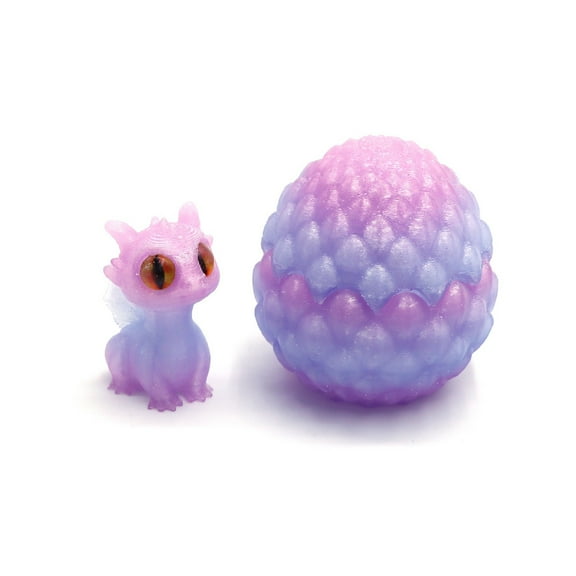 3D Printed Dragon Egg with Articulated Crystal Dragon Inside,3D Printed Dragon Egg Set,Colorful Toy Ornaments,Dinosaur Egg Toys for Teens Adults(Purple Pink)
