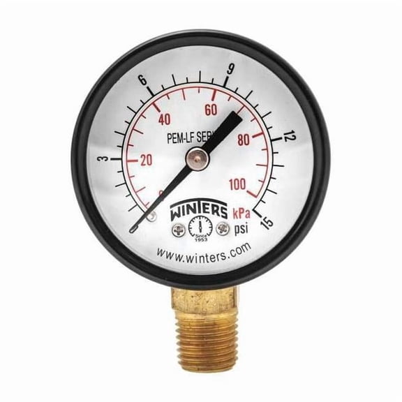 Winters Gauge,Pressure,2in.,0 to 15 psi PEM136LF
