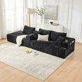 thumbnail image 3 of Leumius 108" L-Shaped Sectional Sofa,Chenille Boneless Couch, Modern 3-Seat Upholstered Cloud Couch Sectional with Deep Seat and Cup Holders for Living Room,No Assembly Required,Black, 3 of 14