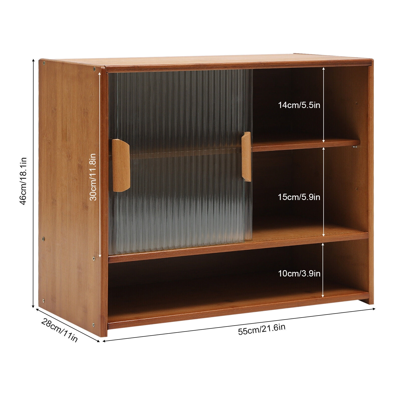 Kitchen Pantry Sideboard Bamboo Small Storage Cabinet Sliding Door Cupboard for Kitchens, Bathrooms