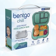 Bentgo Chill Kids Leak-Proof Lunch Box - 4-Compartment Bento Box with Built-In Ice Pack, 3.3 Cup Capacity, PFAS & BPA-Free, Microwave & Dishwasher Safe, Ideal Size for Ages 3 to 7 (Green/Navy)