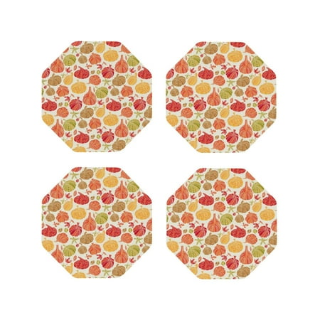 

Tideii Cute Colorful Pumpkins for Leather Coasters 4 Pieces Anti-fouling and Anti-scalding Decorative Coasters Suitable for Restaurants Kitchens Coffee Shops-Octagon