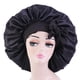 thumbnail image 2 of Gorro de satén grande para mujer, gorro de seda para dormir por la noche, gorro de satén largo elástico con banda para atar en la cabeza., 2 of 7