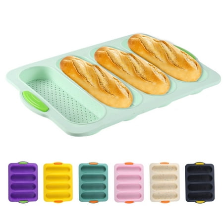 

Bluelans 4 Grids Food Grade Baguette Baking Tray Silicone Anti-scalding Bread Baking Mold for Restaurant