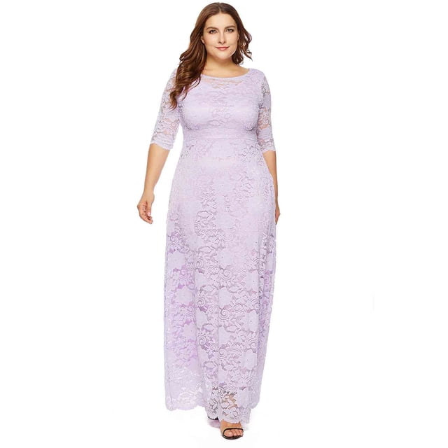SMihono Robe Maxi Bohème d'Été pour Femmes Grande Taille Mode pour Femmes Robe Longue en Dentelle Ajourée avec Poches Robe de Soirée Robe de Fête Robe Évasée de Plage