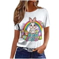 thumbnail image 5 of Mifsaly Womens Easter Shirts Short Sleeve Colorful Easter Eggs Print T-Shirts Playful Holiday Loose Casual Tee S, 5 of 5