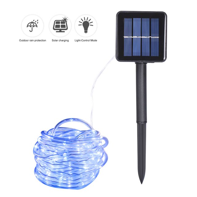 Cadena de Luz de Tubo Solar 12 Metros 100 Luces Cadena de Luz Impermeable Al Aire Libre Azul MABOTO Cadena de luz
